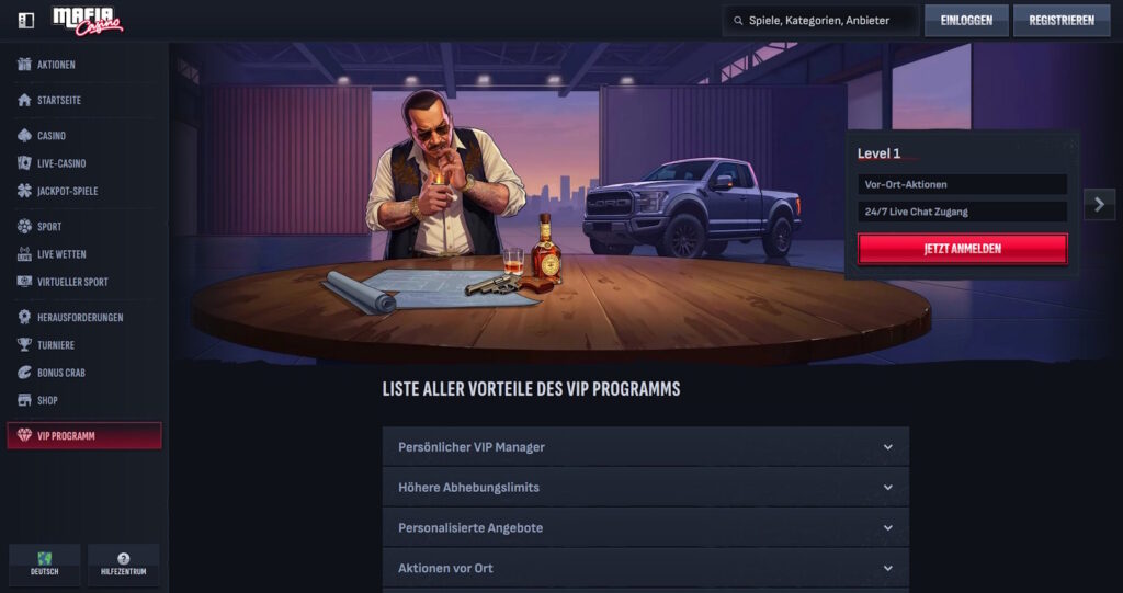 VIP Angebote im Mafia Casino